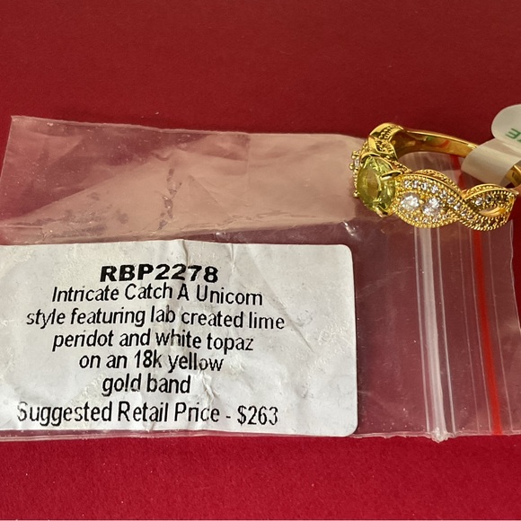 SOLD: ⭐️Bomb Party RBP2278 LC Lime Peridot & White Topaz on Yellow Gold Sz 8 Rin - Picture 5 of 5